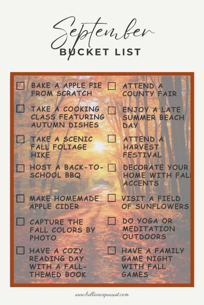 September 2023 Bucket List September 2023 Bucket List